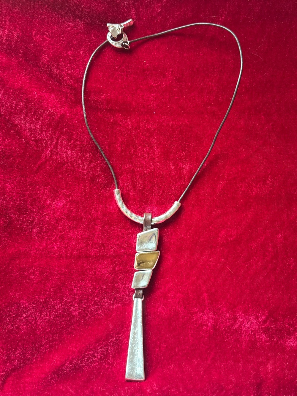 Vintage Y2K Mod Sculpture Art Necklace Geometric Abstract Drop Necklace Unique